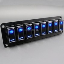 IP65 방수 이중 조명 금속 스위치 디자인 프리미엄 로커 스위치 패널 해양 자동차 보트 캐러밴 캠핑 RV 액세서리, CHINA, 8 gang Black blue, 8 gang Black blue