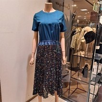 비꼴리끄 NC09 쉬폰 아코디언 주름 배색 원피스 B212WO2200