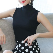 스판 슬림 부드러운 목폴라 민소매 폴라티 이너 여성끈나시