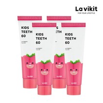 라비킷 키즈티스60 어린이용 저불소 치약 라즈베리향 60g 4개