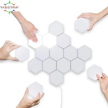 led 관세음보살 석가모니 불상 터치 센서 민감한 조명 육각형 분위기 양자 벽 램프 110 개 침실용 크리에이티브 장식 LED 야간, RGB+3 PCS No Adapter