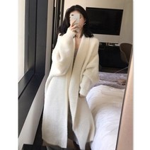 롱니트가디건 여성 포켓 빅사이즈 오버핏 따뜻한 데일리룩 코디