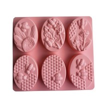 비누만들기diy 실리콘몰드제작 수제 디자인 석고 방향제 몰드 6개의 꿀벌 모양의 실리콘 비누 몰드 타원형, 01 011-pink