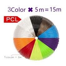 쓰리디펜 저온 3d3D 펜용 PCL 필라멘트 직경 1.75mm 100M 프린터 용 플라스틱 어린이 안전 리필, 01 PCL 15M 3Color