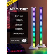RGB 주변 조명 사운드 픽업 게임용 컴퓨터 바탕 화면 음성 인식 음악 리듬 장식 실내 장식품, 충전식 화이트 2개