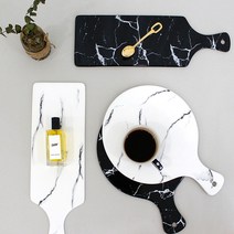 LIVINGM 리빙엠 마블플레이트, 마블 플레이트 직사각, 블랙마블