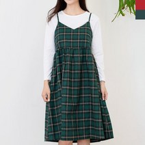 여자 가을패션 A라인 매력적인 체크 어깨끈 원피스- 6702119EA