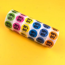 할인율 롤스티커 500P/롤 숫자선택 디스카운트 포장 의류 라벨 상품 매장 원형 안내 판촉 SALE 행사 물품 실링 마트 표시, D_40퍼센트