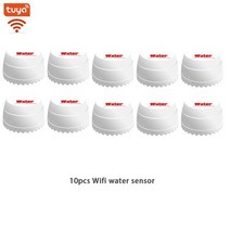 누수 탐지기 누출 감지기 청음 하수구 배관 와이파이 홈 센서 풀 레벨 주방 욕실 보안, 10pcs 물 센서
