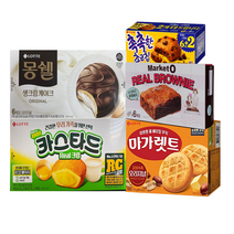 [안녕골목마켓] 과자 선물세트 1번_몽쉘생크림+마켓오 리얼브라우니+카스타드+마가렛트+촉촉한초코칩, 안녕골목마켓 과자선물세트1번