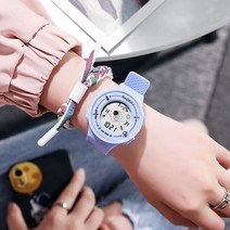 우주 비행사 디지털 라운드 시계 luminous led 다이얼 캐주얼 시계 야외 고무 스트랩 어린이를위한 유행 시계, 푸른