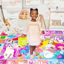 QUOKKA 를 위한 바닥 놀이 매트 슈퍼 소프트 플러시 ABC 및 용 - 매우 두꺼움(0.8cm) 대형 패딩 미끄럼 방지 자동차 러그 도시 포함 놀이방을 접이식, Lightgirlplaymat