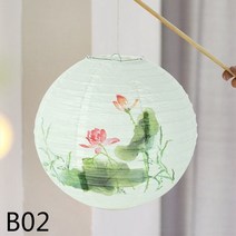 호즈키 1pcs 매화 연꽃 골동품 랜턴 중국어 라운드 종이 랜턴 파티 선물 공예 실내등, b02
