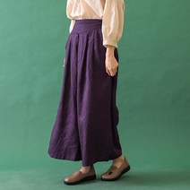 브이 플리츠 린넨 와이드팬츠