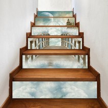 자연 경관 계단 시트지 스티커 이동식 방수 3D 홈 인테리어 아트 장식, 18x100cmx13pcs, LT6-90