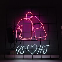 네온바 LED 라인 조명 무드등 네온사인, 퍼플+리모컨 수신기