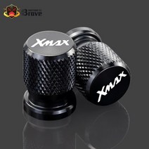 [해외]XMAX 오토바이 타이어 밸브 CNC 알루미늄 타이어 공기 포트 스템 커버 캡 액세서리 Yamaha X-MAX 125 250 300 400 Techmax, 검은 색