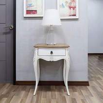 아망뜨 (화이트) 50x35cm 침대 쇼파 사이드 작은 미니 틈새 빈티지 프렌치 엔틱 쉐비 가구