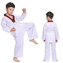 새로운 TKD 의상 의류 흰색 태권도 유니폼 WTF 가라테 유도 도복 의류 어린이 성인 남녀 긴 소매 Gi
