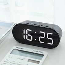 MJK 블랙모던 미니 LED 디지털시계 탁상알람시계, 블랙