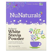 NuNaturals NuStevia 백색 스테비아 분말 100 봉지 3 5 oz(100 g), 100 CountNuNaturals