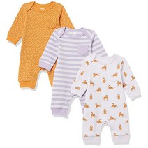 Amazon Essentials 여아용 긴소매 커버롤 3팩 핑크 베리 3팩 12개월