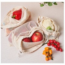 재사용 가능한 다회용 프로듀스백 야채주머니 에코백 농산물주머니 야채망 장바구니 리유즈백 캔버스백 세트 친환경 그물망 에코 9장, 대, 메시