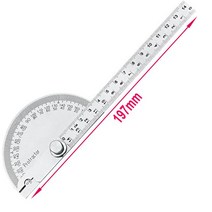 스피드스퀘어 목공자 각도기 측정 원형 각도 게이지 스테인레스 스틸 145mm180 학위 반원형 목공 광장 코너 테스트 123249, 01 180 Degree 145mm