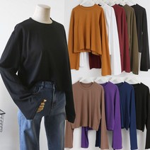 원이가게 여성 여자 크롭 10칼라 무지 긴팔 티셔츠