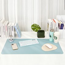 레더스 가죽 데스크매트 테이블매트, 스카이블루(자 각인O)