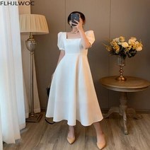 셀프 웨딩드레스 셀프웨딩 화이트 드레스 연례 회의 판매 여성 기본 스퀘어 넥 세련된 블랙 맥시