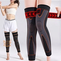 Giikvivi 초강력 스판 무릎 보호대 겨울철 보온 안전벨트, 오렌지색 M, 보강 밴딩 + 쑥 롱 무릎보호대 한 쌍