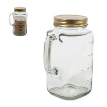 오븐락 사각 손잡이 잼병 800ml 쨈병 유리 드링크 자 과일 보관 용 계량 눈금, 단품