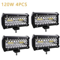 모니터조명 LED책상스탠드 공부등 자동차 LED 라이트 바 오프로드 4x4 스포트라이트 안개등 12V 24V 다이오드 헤드 트럭 농장 트랙터 보트 SUV ATV 바작업등, 120W 4PCS