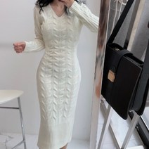 꽈배기 슬림 니트 원피스