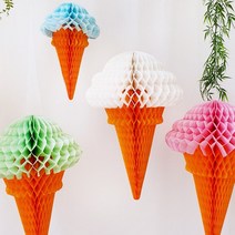 파티가랜드 아이스크림 페이퍼 허니콤 키즈파티 파티소품 여름인테리어 ice cream 장식소품, 소, 5개 세트