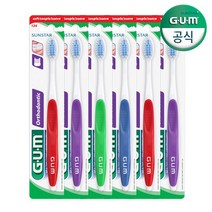 GUM 검 교정 칫솔 V-커팅 보통모 124RD 6개입, 없음