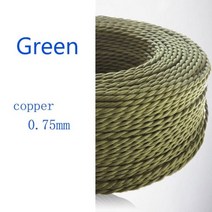 권선코일 구리선2코어 3 0.75mm 빈티지 직조 섬유 전기 와이어 레트로 컬러 트위스트 꼰 플렉스 전원 케이, 03 green_02 2m_01 2 Core