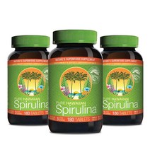 NUTREX HAWAII Pure Hawaiian Spirulina 1000mg 에뉴티아아리엑스 허와이투 스피룰리나 퍼시피카 3000mg 타블렛 180 ct 1팩, 3팩