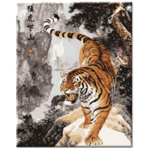 특대형 (물감3배) diy유화그리기 세트 하산하는 호랑이 거실 그림 액자 60x75cm 쉬운 명화따라그리기 아크릴 유화 색칠 맹호하산