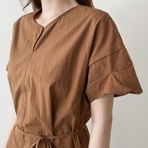 유니크 반팔 아이예뻐 휴양지 원피스 DRESS 면원피스 베이지 Beige 카멜