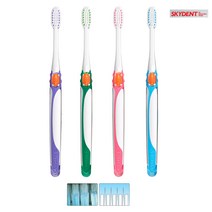 SKYDENT (신제품) 스카이덴트 No.28 Slim 칫솔 미세모 +일반모 슬림 이중식모 치과용칫솔 치과전용 치솔, 1개