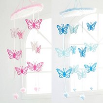 돌잔치 이벤트 행사 아기방 돌상 장식 소품 파티 장식 용품 아가방 꾸미기 BABY PARTY 나비 모빌 105cm 2색 택1, 블루