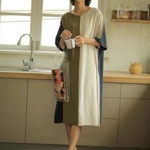 린넨원피스 2022 여성 오버핏 일자 우아 5부 소매 스커트 FC2078