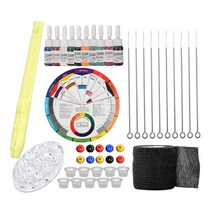 QDY 핸 드 포 크 펜 문 신 키 트 포 크 펜 바 늘 컬 러 휠 DIY 문 신 공 급 키 트, 7.5x3.9x3.5 인치, 다색, ABS, 금속, 1개