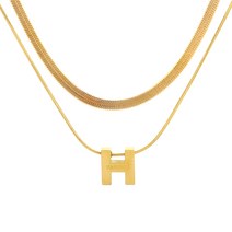 14k 18K 골드 패션 이니셜 H 이중 스네이크 목걸이