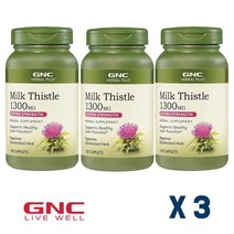 GNC 미국 지앤씨 3병 Herbal Plus Milk Thistle 1300 MG 120 Caplets 밀크씨슬 1300MG 120정 밀크시슬