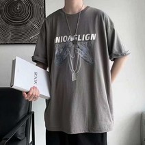 여름 이지 캐주얼룩 남자 힙합 빈티지 프린팅 티셔츠 여름 캐주얼패션 룩스타일링 데일리룩 반팔 코디