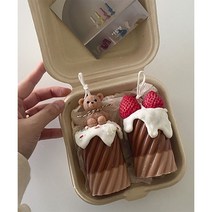 초코캔들 / 발렌타인 캔들, 딸기+곰돌이 세트, 클린코튼