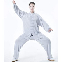 Tai Chi 유니폼 면 실크 스트레치 타이치 수트 전통 태극치 운동 그레이 화이트 X-Small